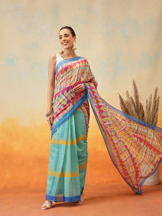 Printed Cotton Zari Tissue Ready to Wear Saree