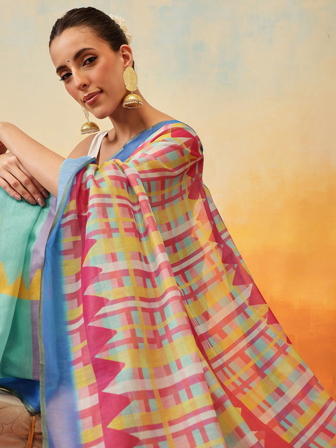 Printed Cotton Zari Tissue Ready to Wear Saree