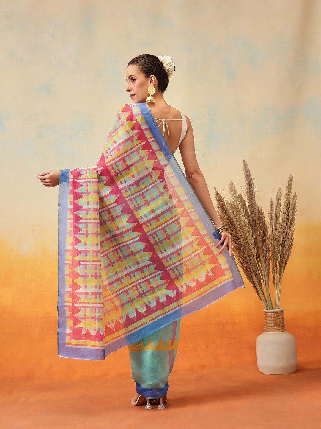 Printed Cotton Zari Tissue Ready to Wear Saree
