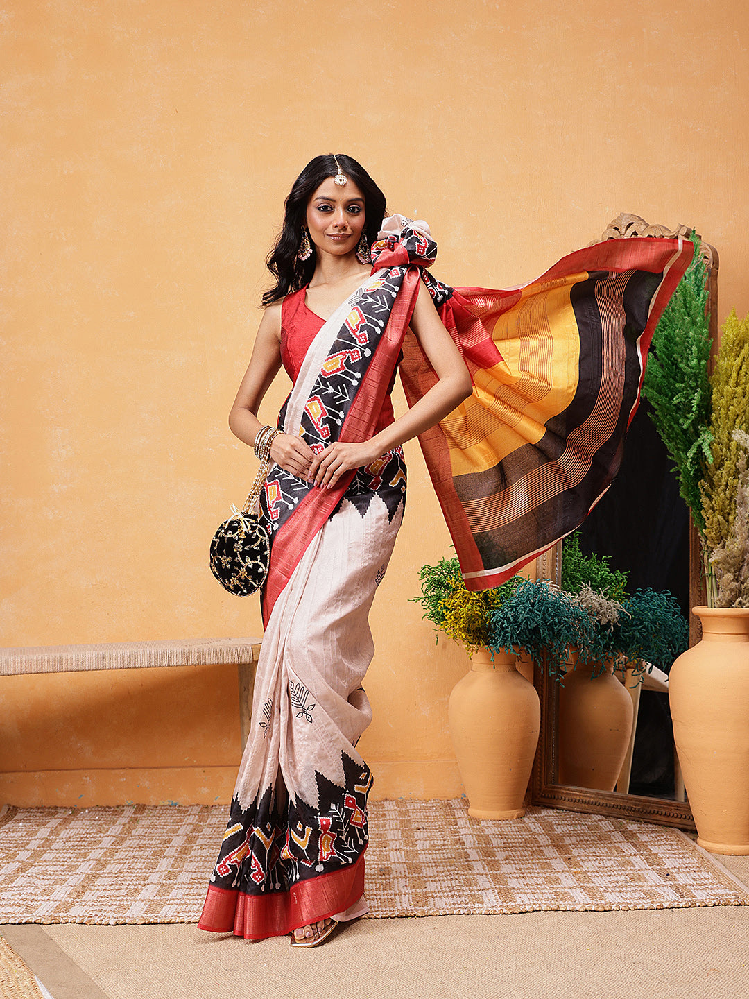 Kotha Silk Printed Ready To Wear Saree