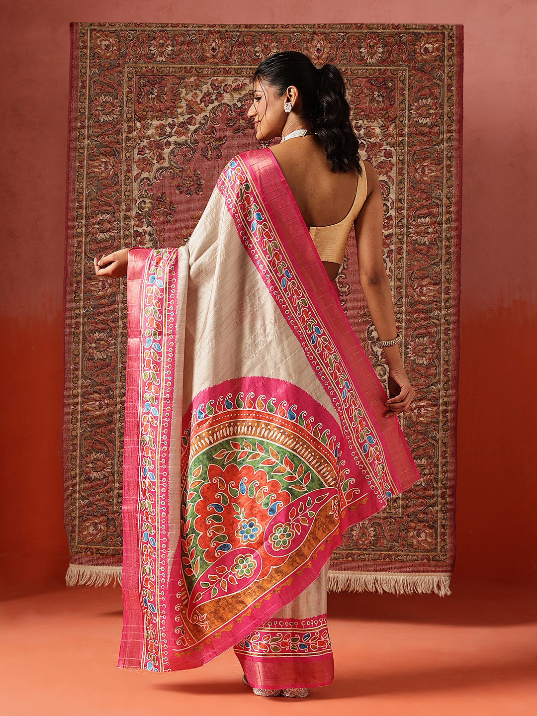 Floral Printed Kotha Silk Ready to Wear Saree With Zari Border