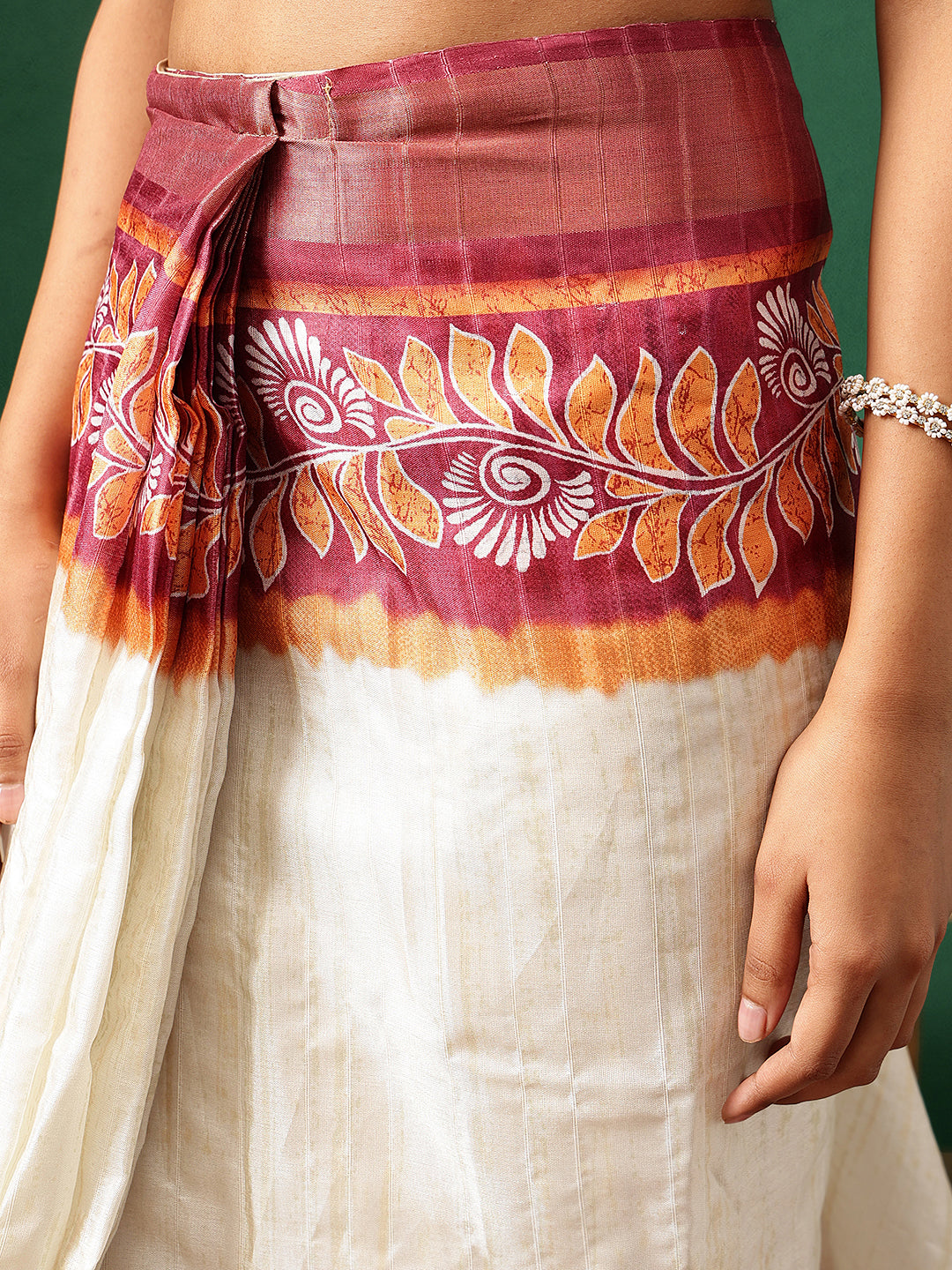 Floral Printed Kotha Silk Ready to Wear Saree With Zari Border