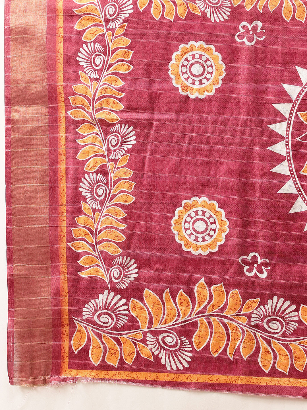 Floral Printed Kotha Silk Ready to Wear Saree With Zari Border