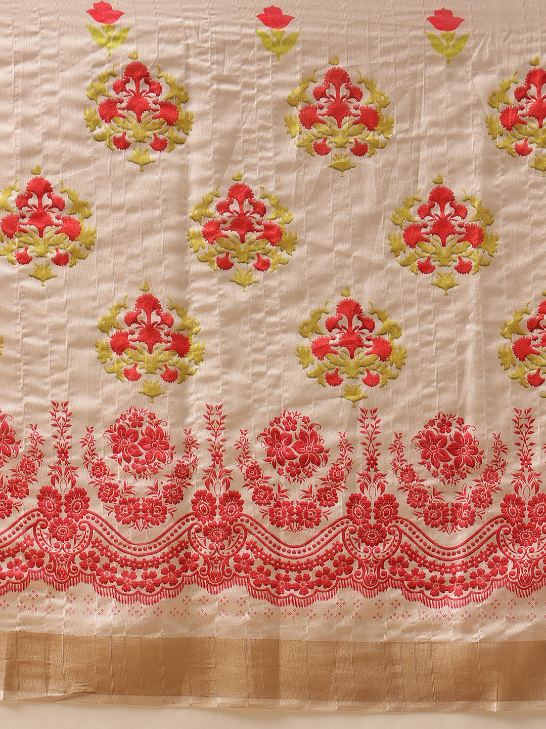 Floral Printed Kotha Silk Ready to Wear Saree With Zari Border