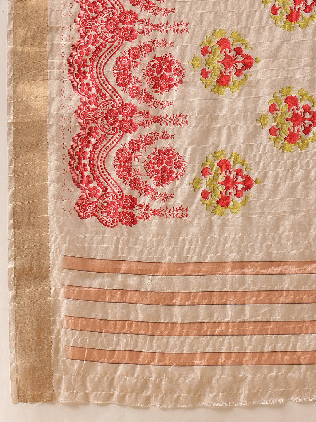 Floral Printed Kotha Silk Ready to Wear Saree With Zari Border