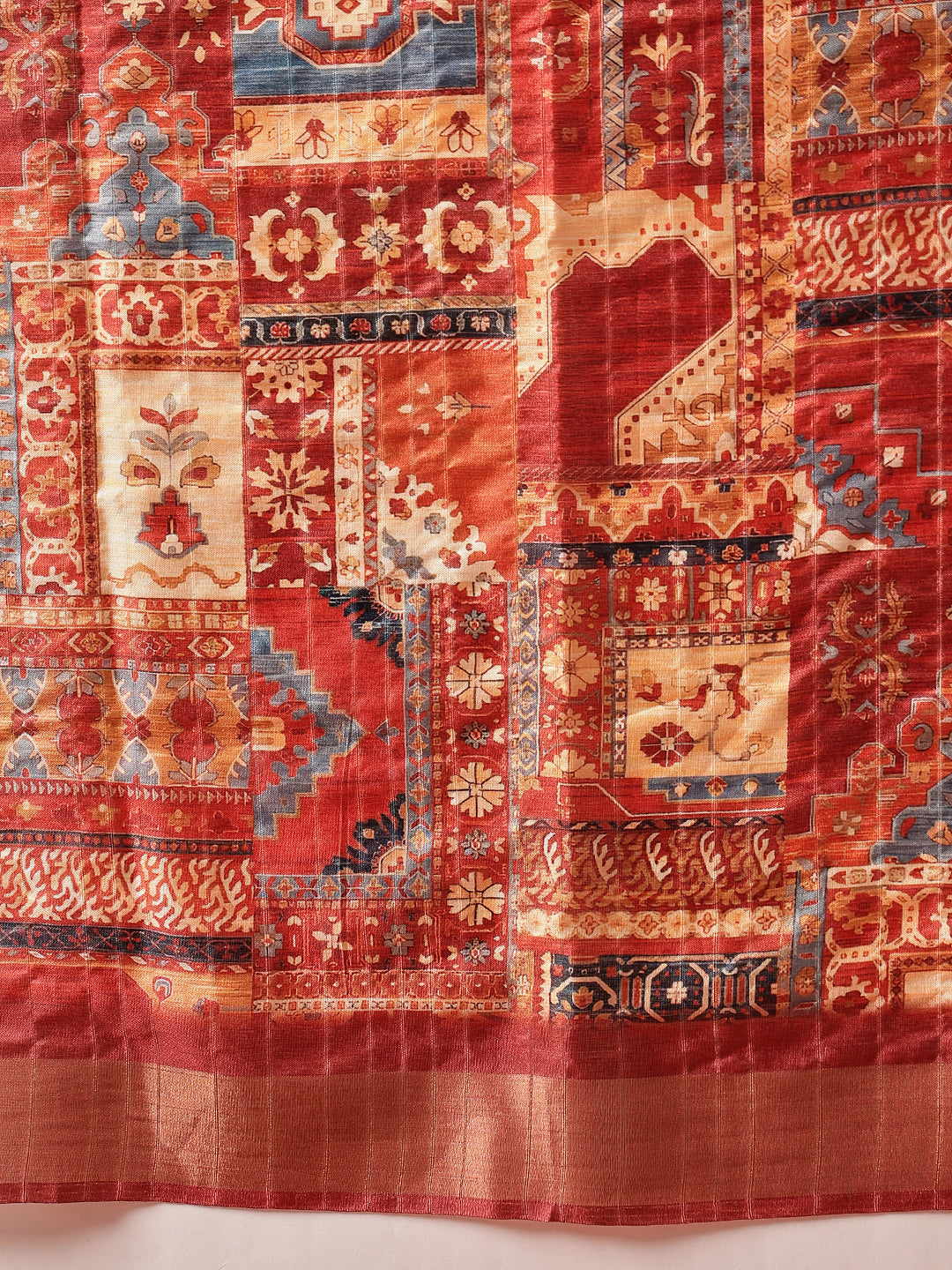 Floral Printed Kotha Silk Ready to Wear Saree With Zari Border