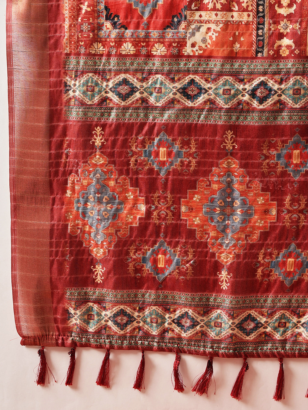 Floral Printed Kotha Silk Ready to Wear Saree With Zari Border