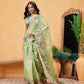 Women's Cotton Blend Floral Print Ready To Wear Saree