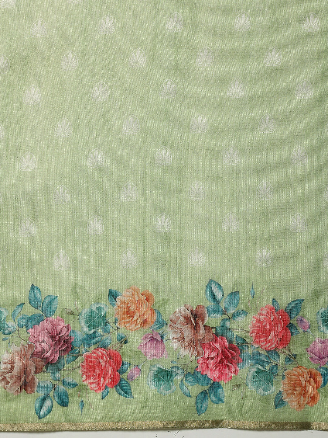 Women's Cotton Blend Floral Print Ready To Wear Saree