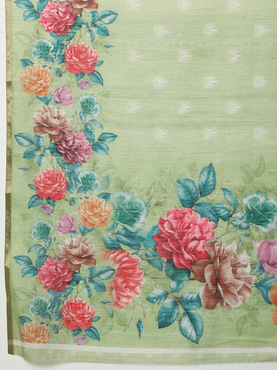 Women's Cotton Blend Floral Print Ready To Wear Saree