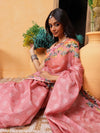 Women's Cotton Blend Floral Print Ready To Wear Saree