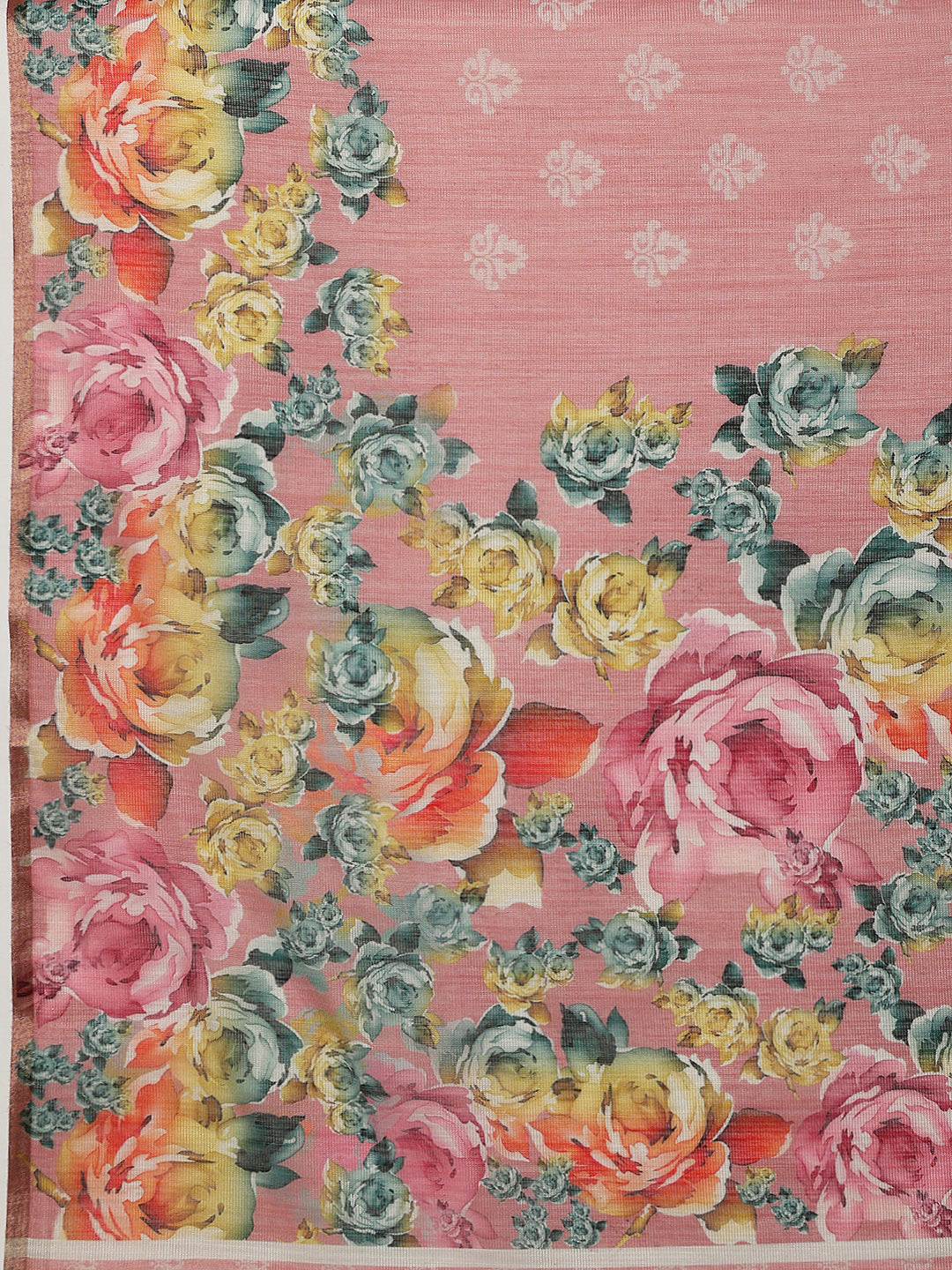 Women's Cotton Blend Floral Print Ready To Wear Saree