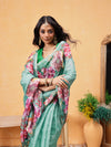 Women's Cotton Blend Floral Print Ready To Wear Saree