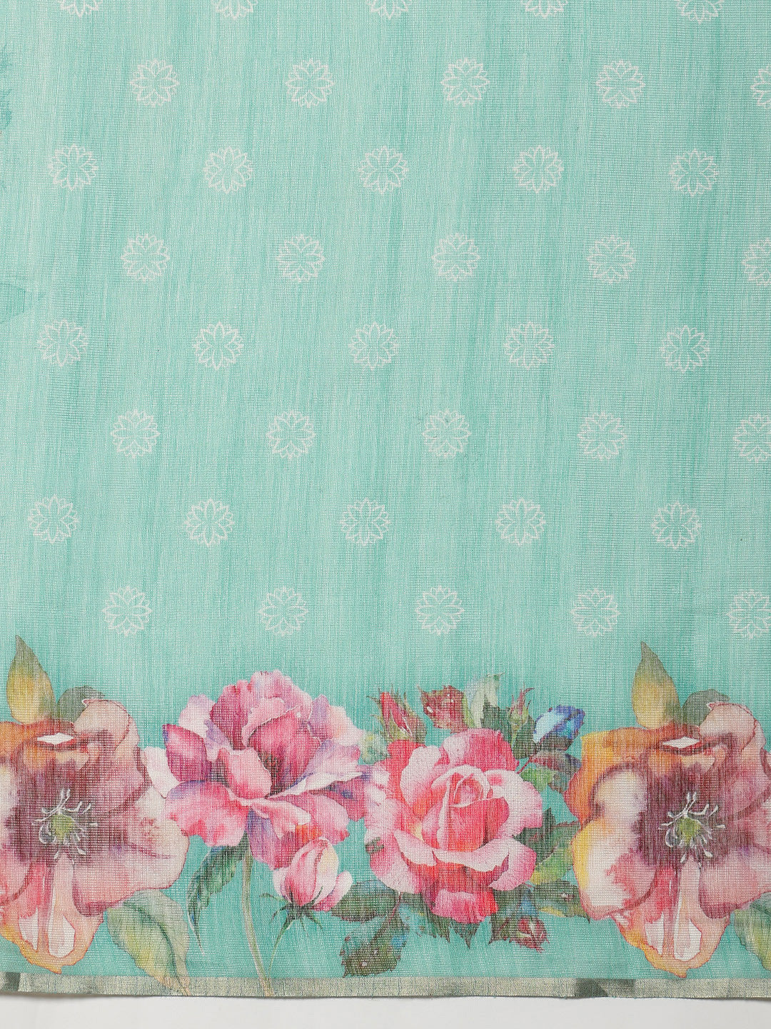 Women's Cotton Blend Floral Print Ready To Wear Saree