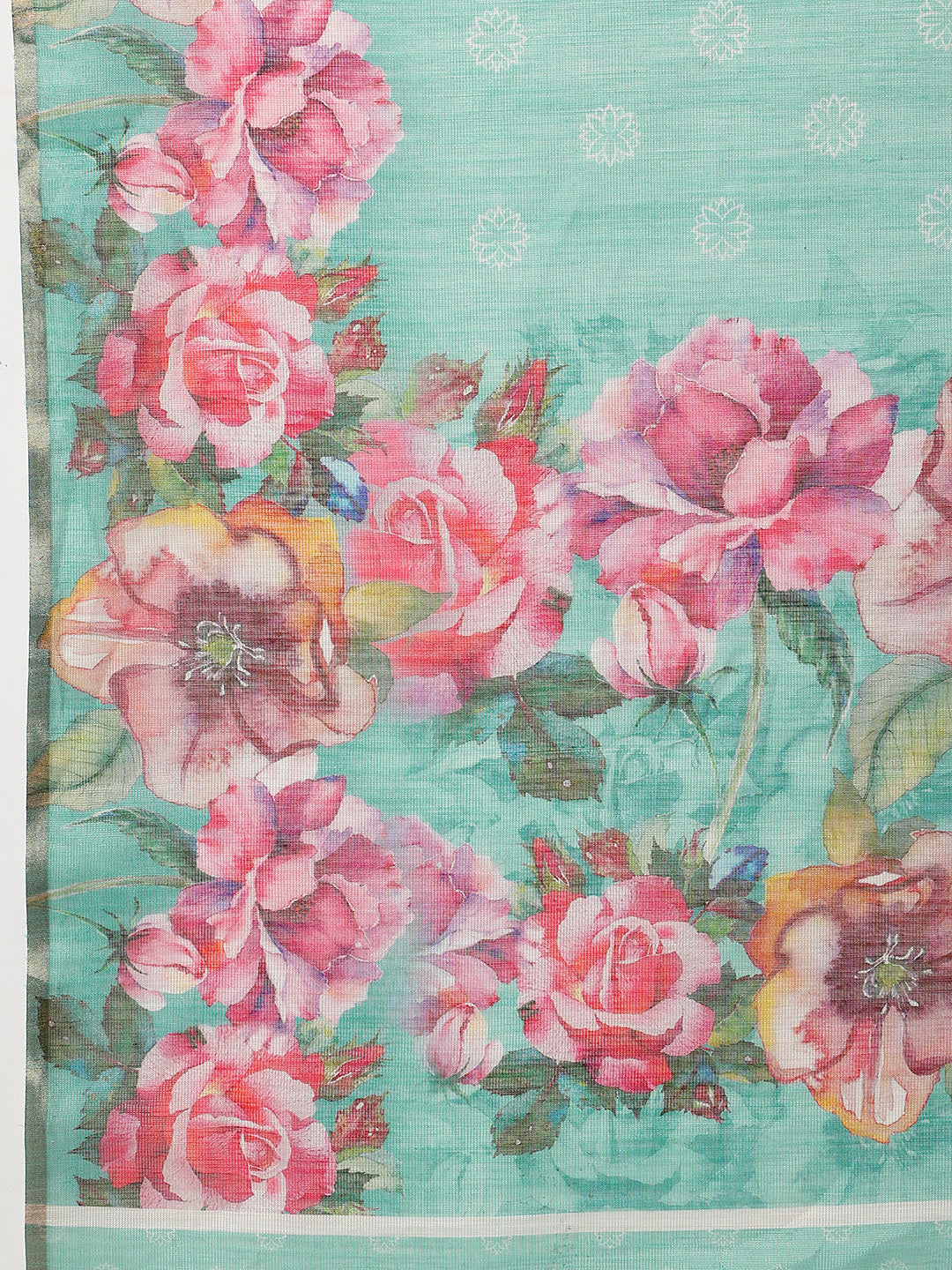 Women's Cotton Blend Floral Print Ready To Wear Saree