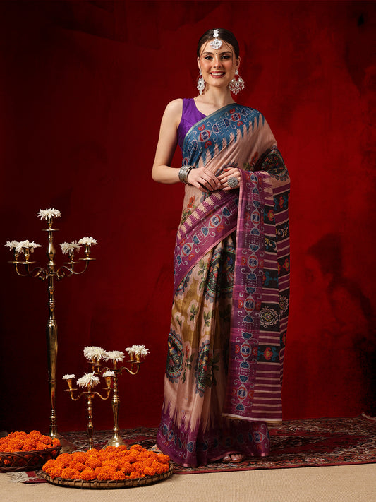 Women's Cotton Silk Floral Printed Ready to Wear Saree