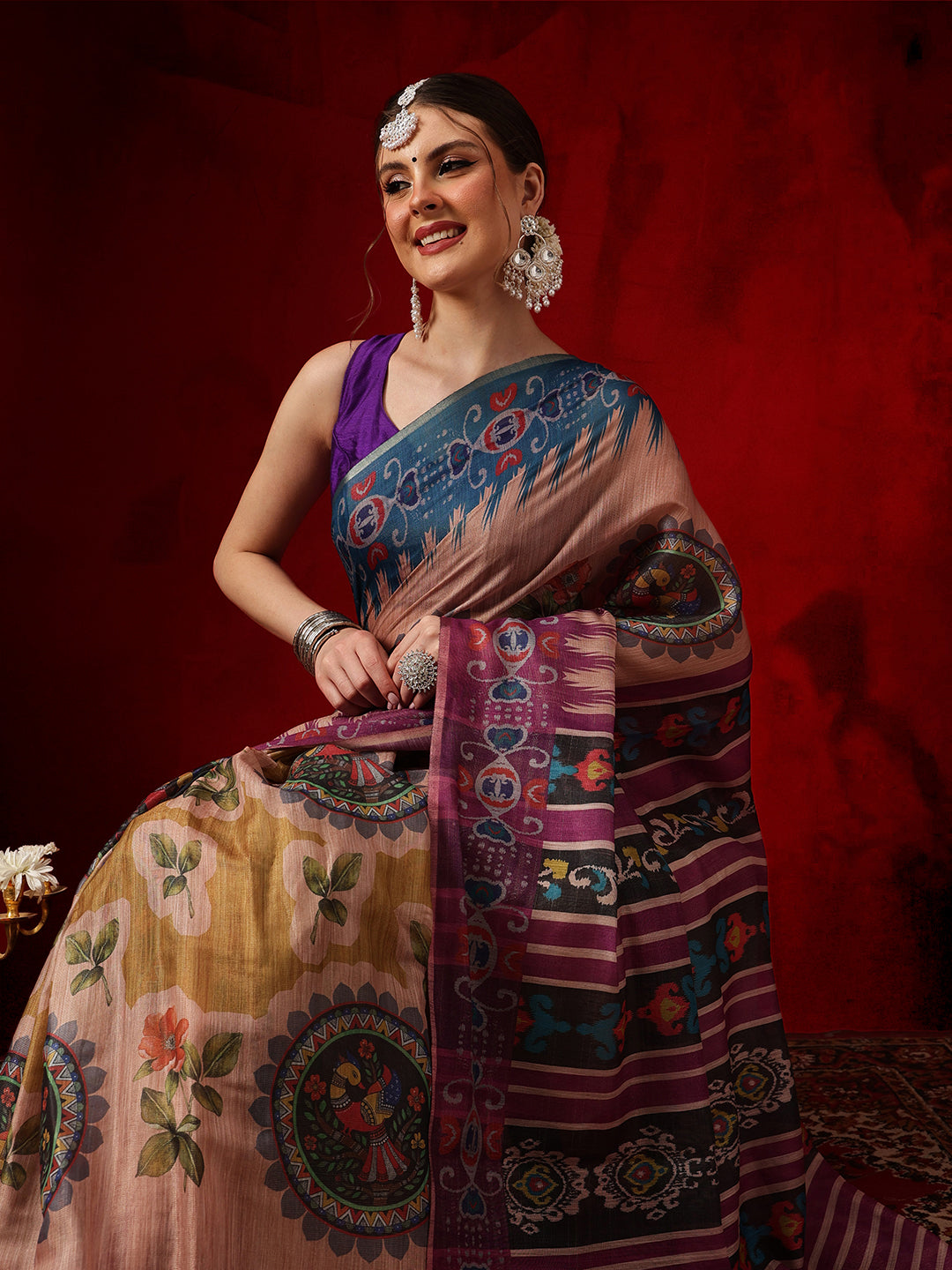 Women's Cotton Silk Floral Printed Ready to Wear Saree