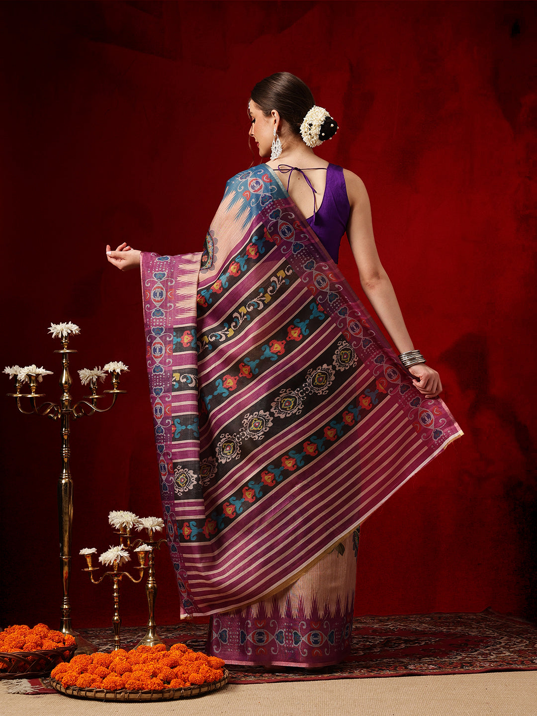 Women's Cotton Silk Floral Printed Ready to Wear Saree