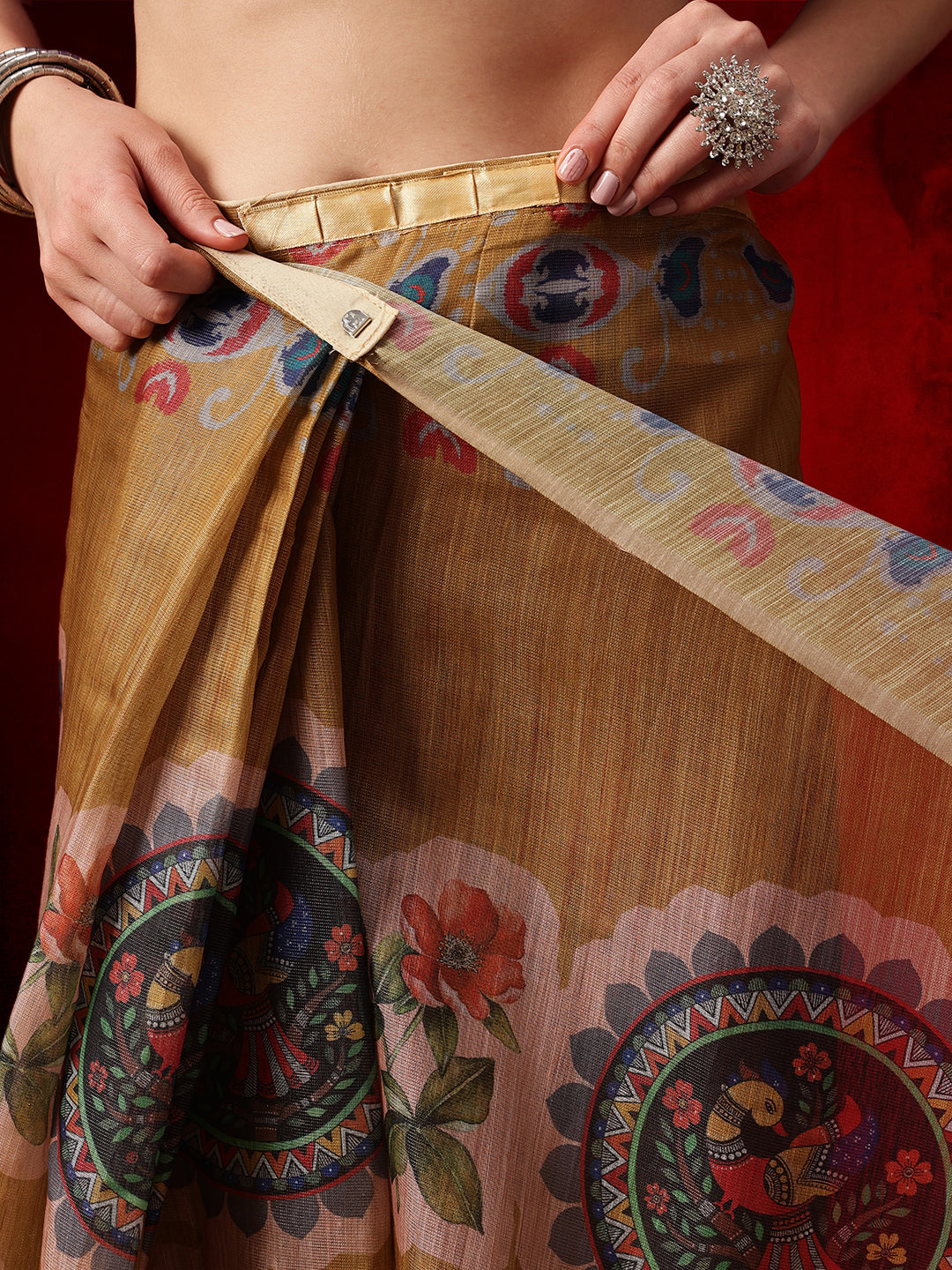 Women's Cotton Silk Floral Printed Ready to Wear Saree