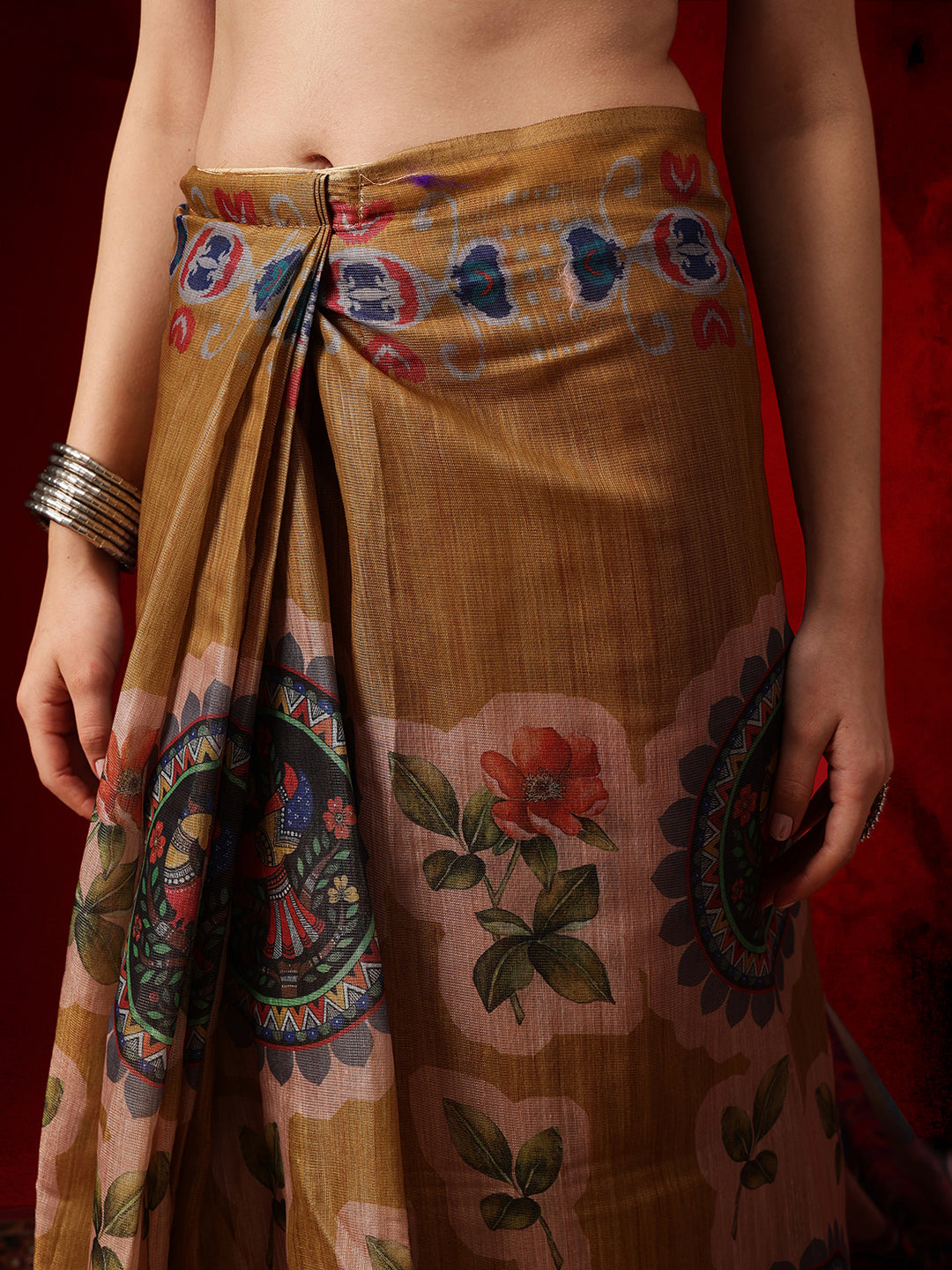 Women's Cotton Silk Floral Printed Ready to Wear Saree