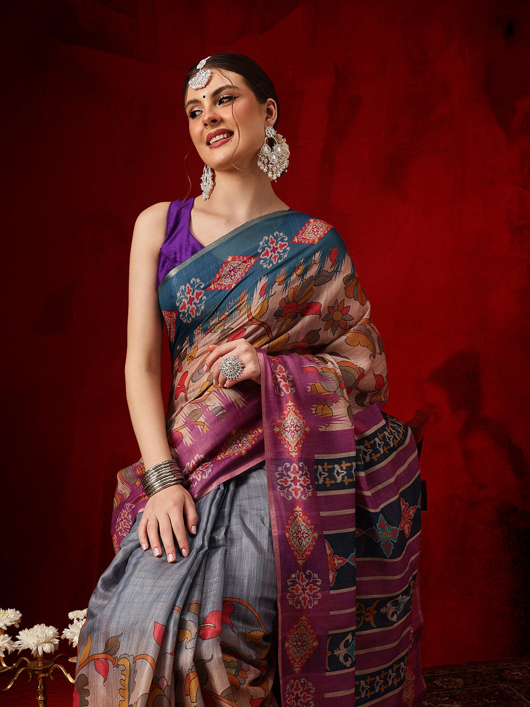 Women's Cotton Silk Floral Printed Ready to Wear Saree