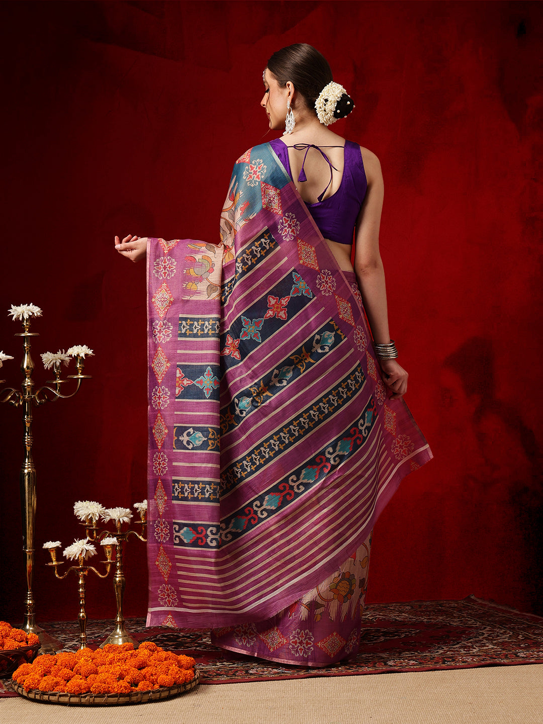 Women's Cotton Silk Floral Printed Ready to Wear Saree
