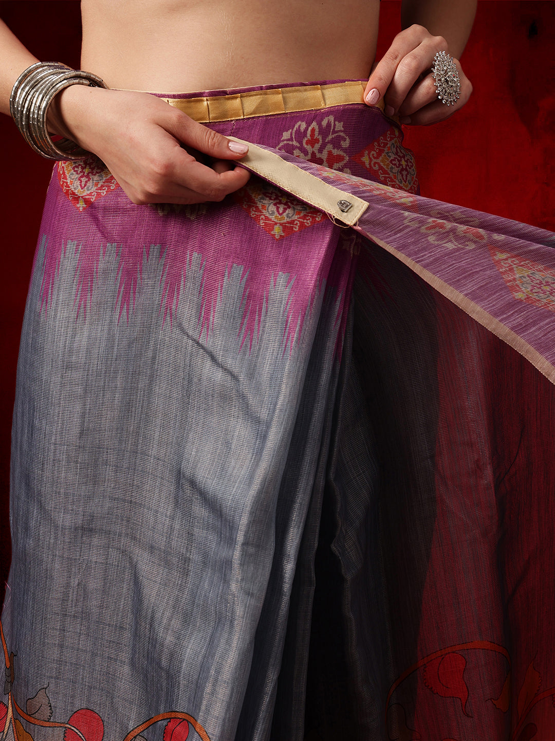 Women's Cotton Silk Floral Printed Ready to Wear Saree