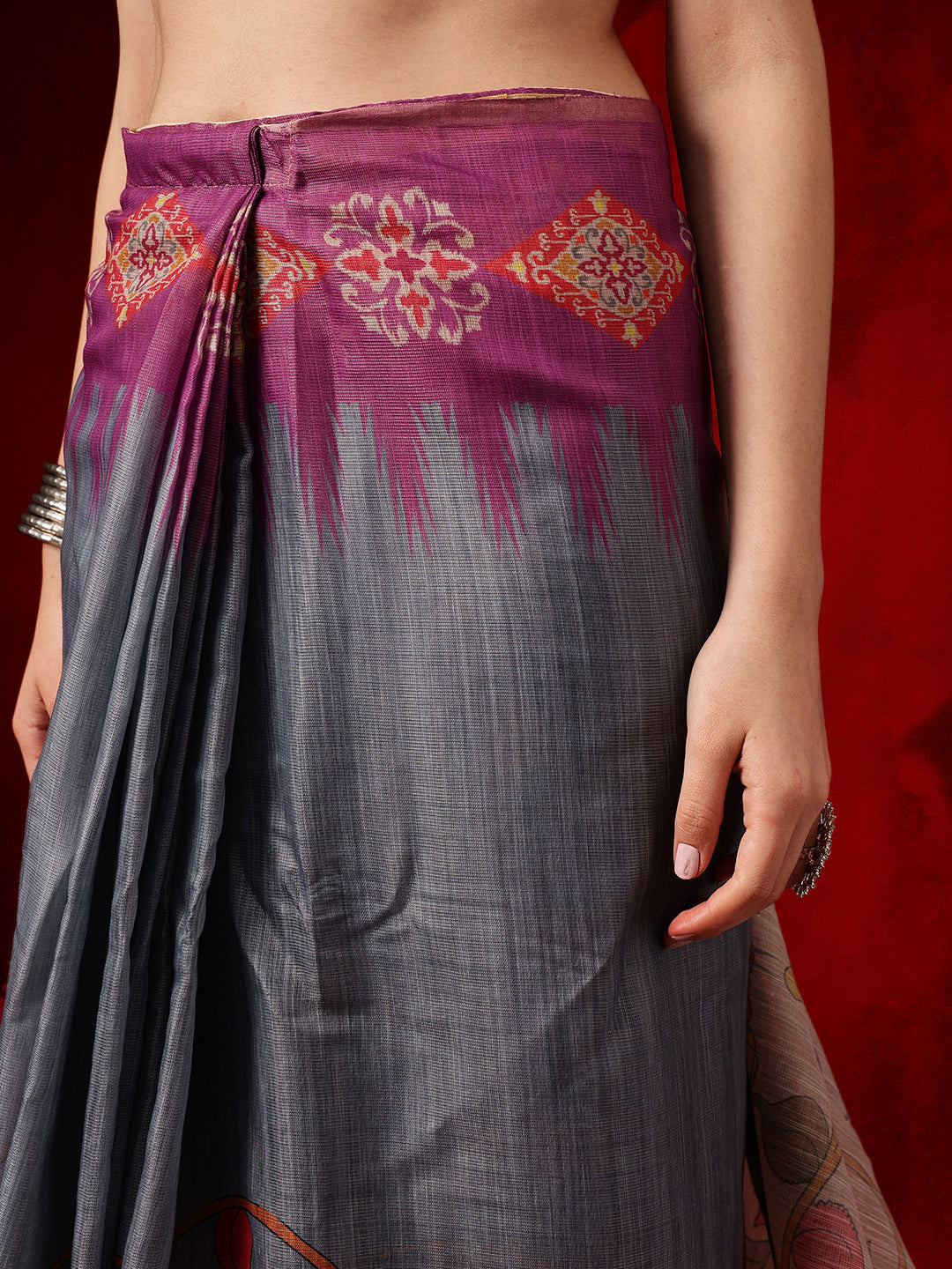 Women's Cotton Silk Floral Printed Ready to Wear Saree