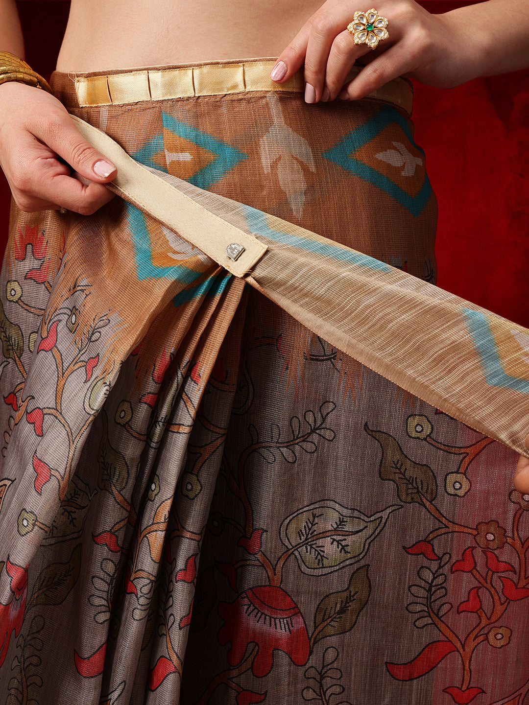 Women's Cotton Silk Floral Printed Ready to Wear Saree