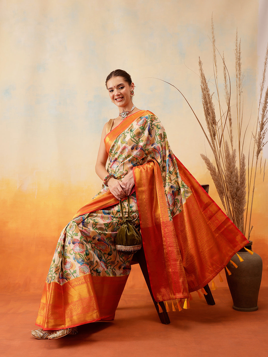Digital Printed Art Silk Ready to Wear Saree