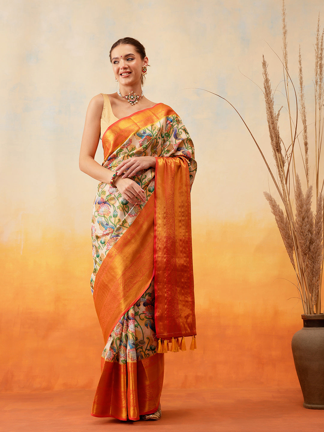 Digital Printed Art Silk Ready to Wear Saree