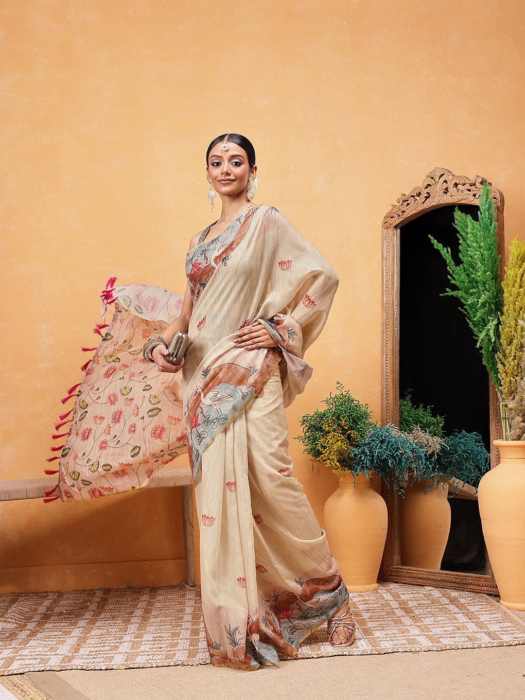 Printed Chanderi Ready To Wear Saree