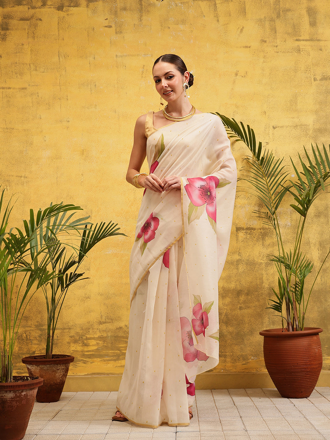 Women's Digital Printed Chanderi Ready to Wear Saree