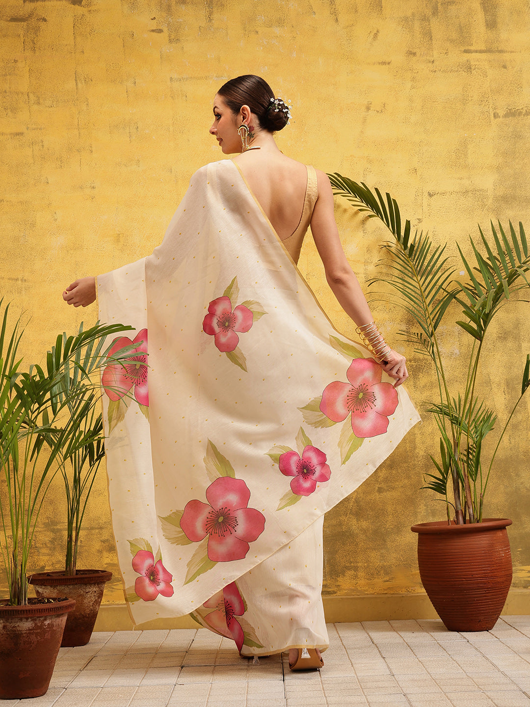 Women's Digital Printed Chanderi Ready to Wear Saree