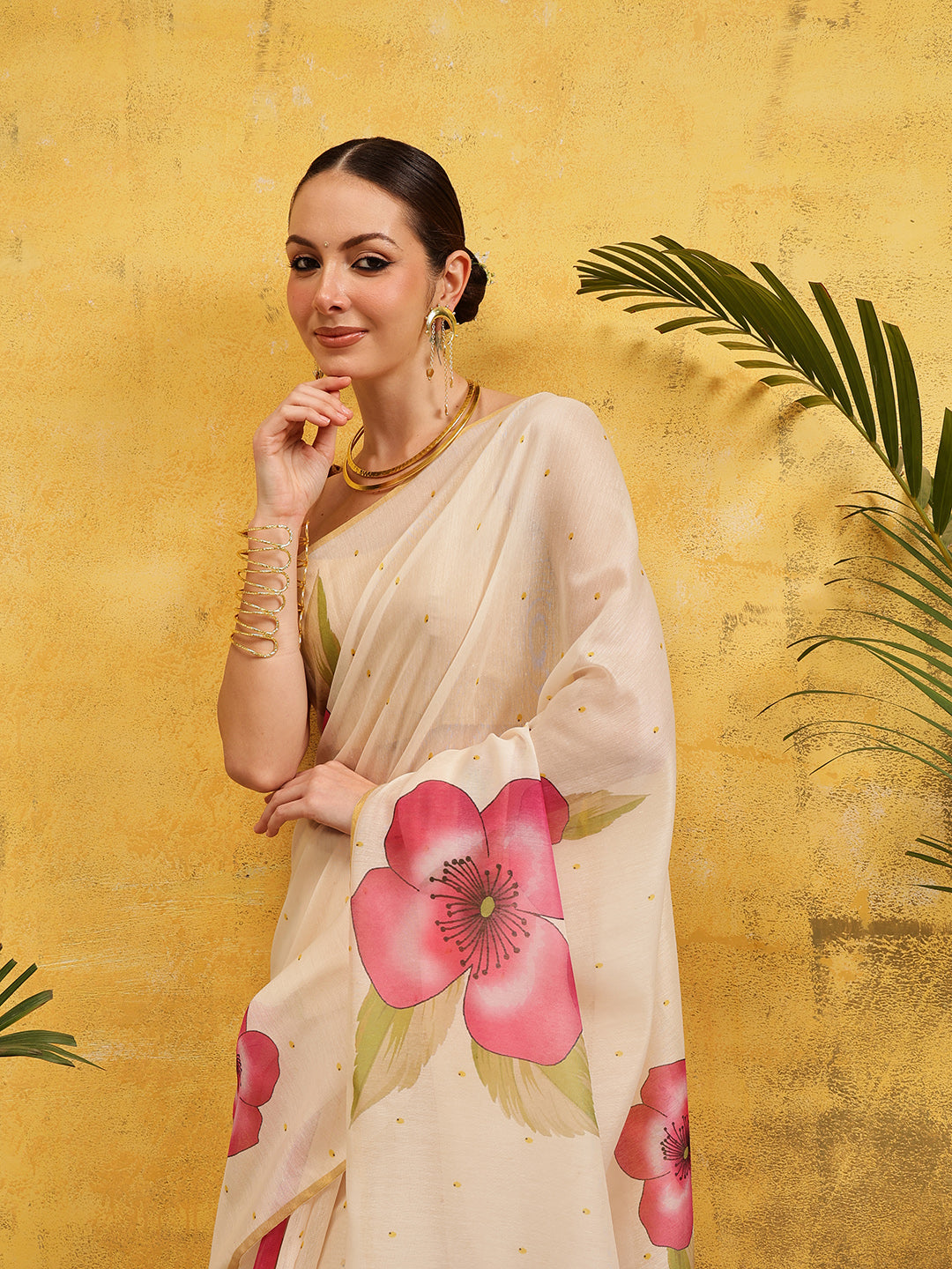 Women's Digital Printed Chanderi Ready to Wear Saree