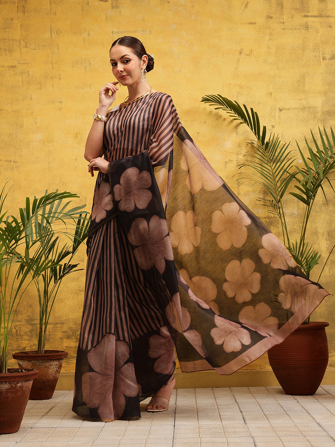 Women's Digital Printed Chanderi Ready to Wear Saree