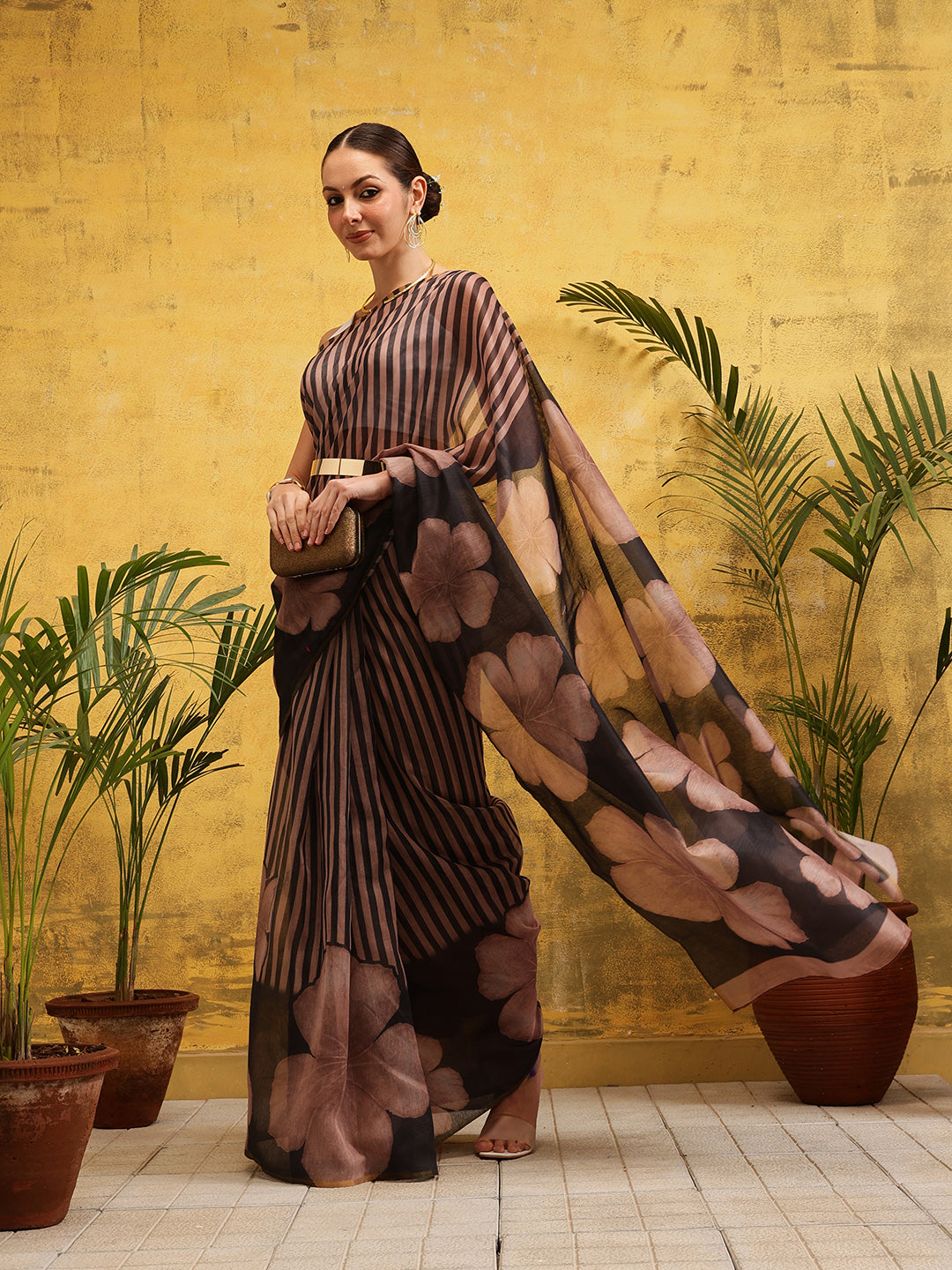 Women's Digital Printed Chanderi Ready to Wear Saree