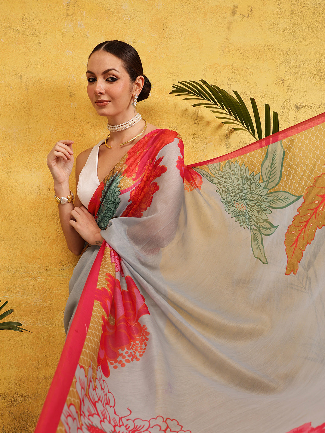 Women's Digital Printed Chanderi Ready to Wear Saree