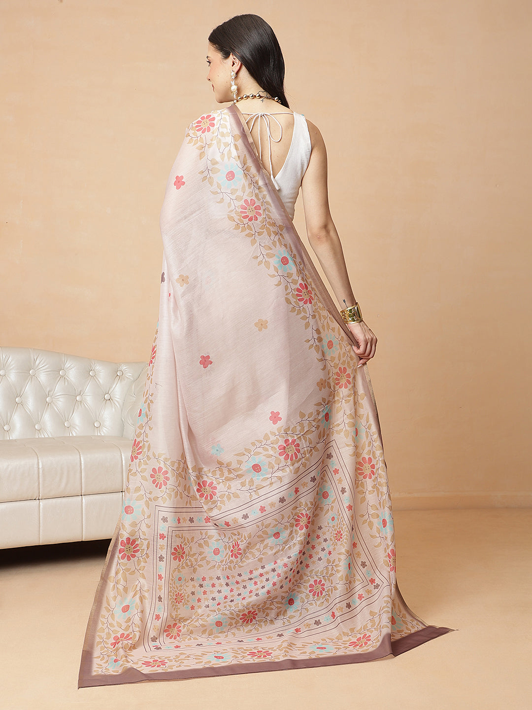 Digital Printed Chanderi Cotton Ready to Wear Saree