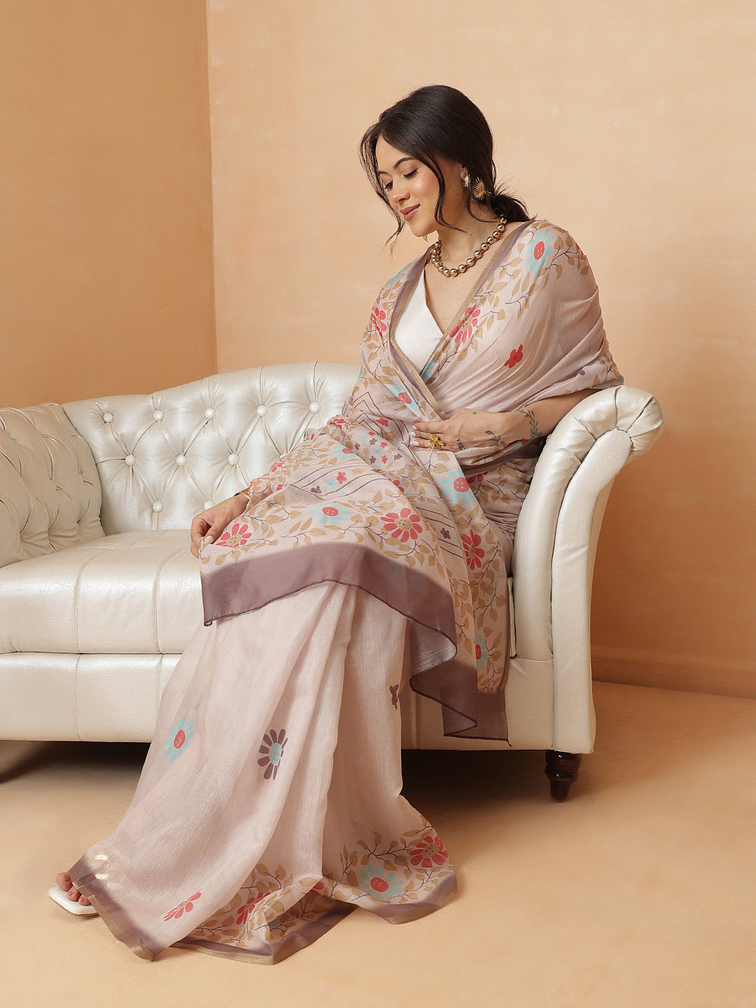 Digital Printed Chanderi Cotton Ready to Wear Saree