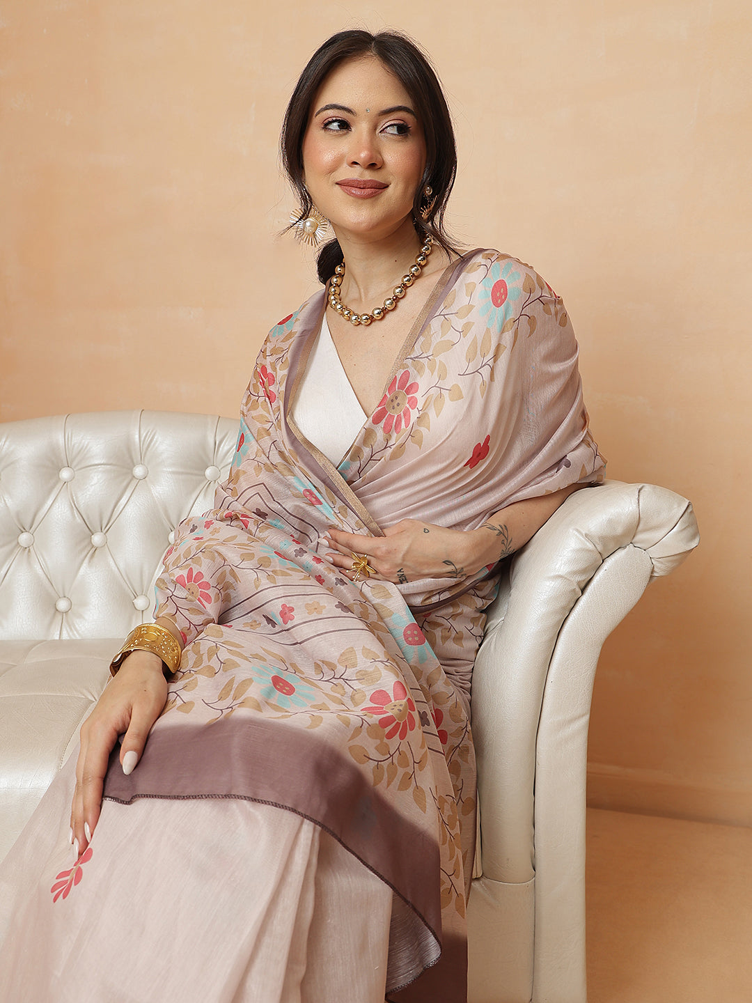 Digital Printed Chanderi Cotton Ready to Wear Saree
