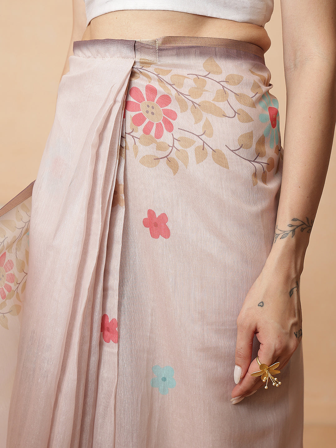 Digital Printed Chanderi Cotton Ready to Wear Saree