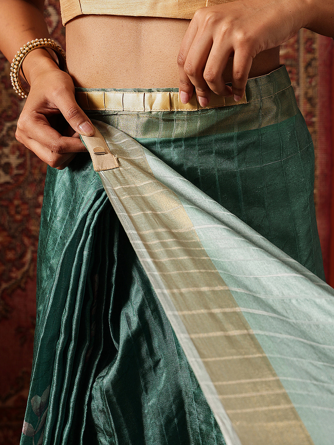 Floral Printed Kotha Silk Ready to Wear Saree With Zari Border