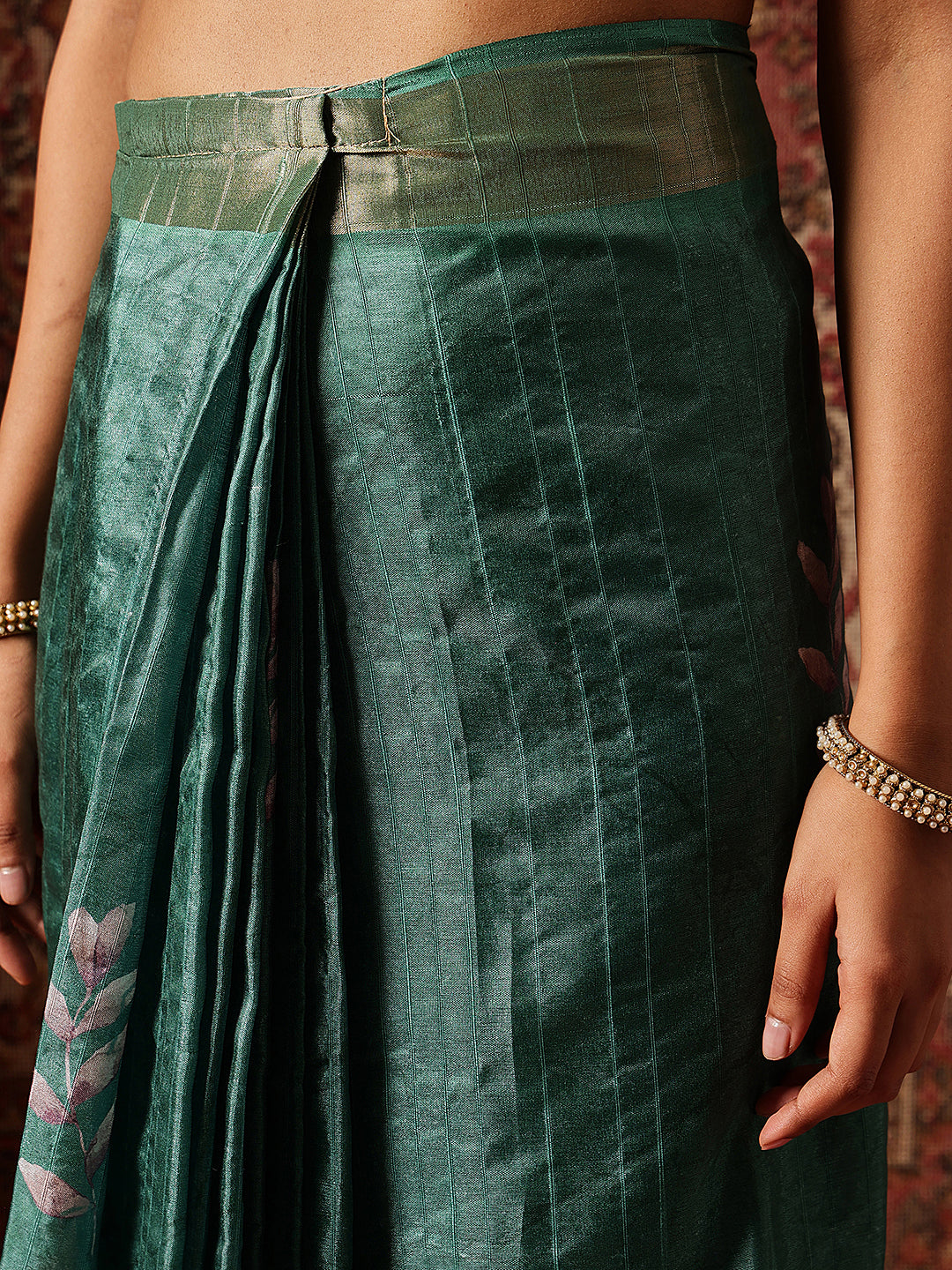 Floral Printed Kotha Silk Ready to Wear Saree With Zari Border