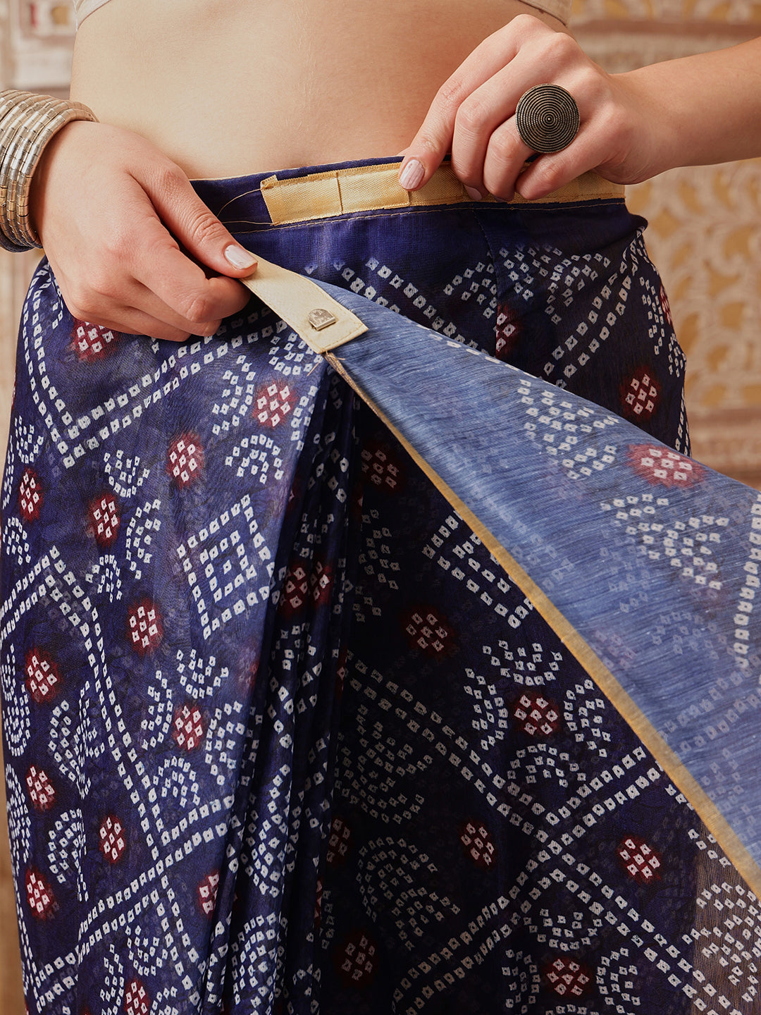 Bandhani Printed Chanderi Ready to wear Saree