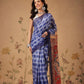 Indigo Prints With Kalamkari Pallu Ready to Wear Saree