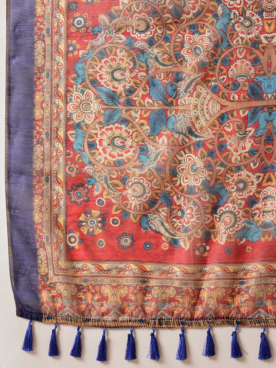 Indigo Prints With Kalamkari Pallu Ready to Wear Saree