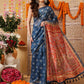 Indigo Printed Chanderi Ready to wear Saree