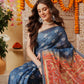 Indigo Printed Chanderi Ready to wear Saree