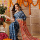 Indigo Printed Chanderi Ready to wear Saree